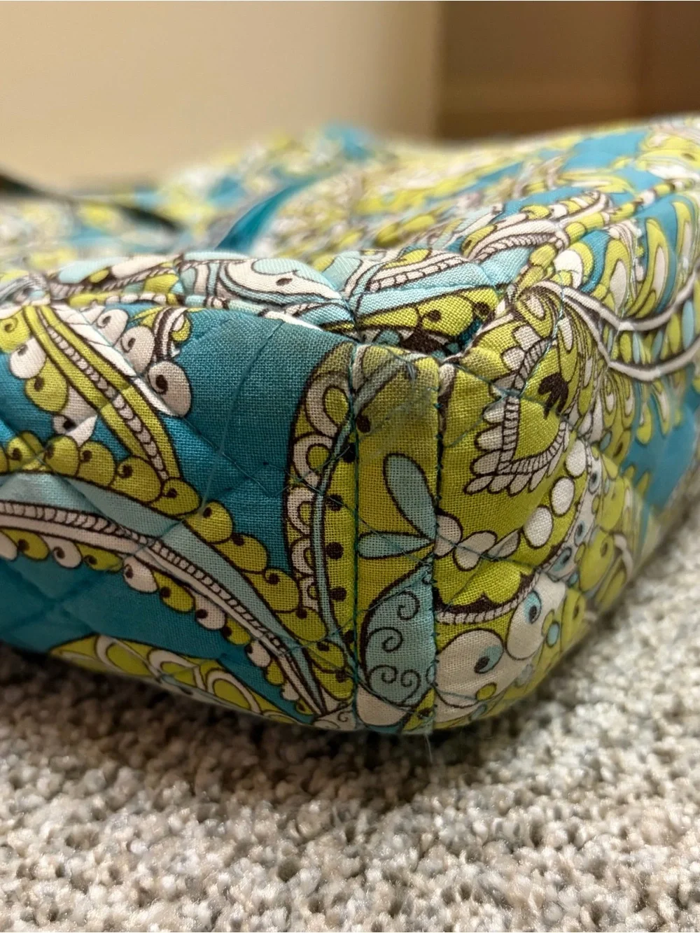 Vera Bradley Turquoise Floral Paisley Quilted Laptop Tote